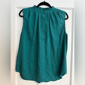 Ann Taylor Teal Button-Up Blouse Large